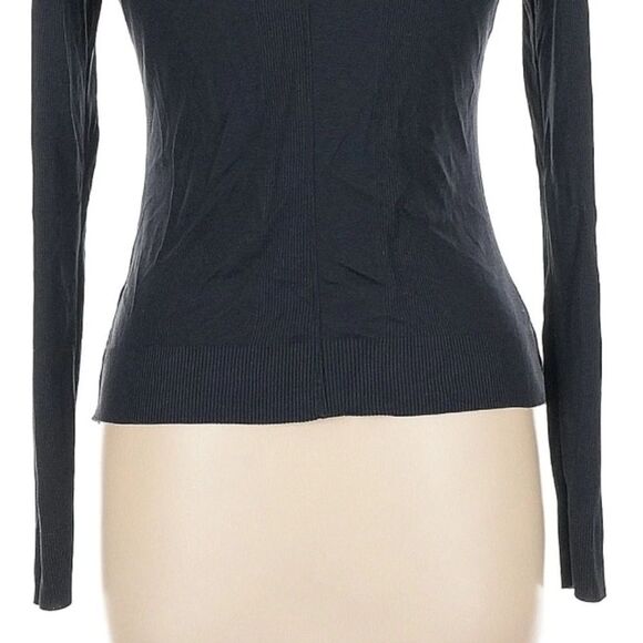 ME+EM Classic Navy Mock Neck Liquid Knit Ribbed Layering Long Sleeve Shirt Sz10 - Picture 7 of 10